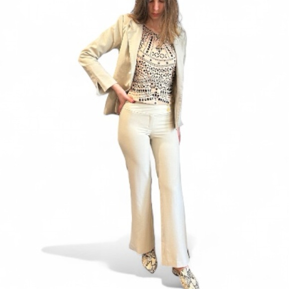 Vintage 1990 Ecru Pantsuit + Bonus silk scarf